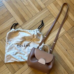 Polène handbag - Number One Nano - Trio Camel Textured leather